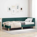 vidaXL Cadre de lit d'angle avec matelas Autre 2 Pièces Vert tissu