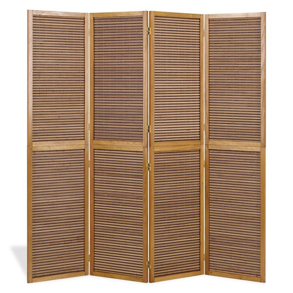 Paravent bois 4 pans bambou marron