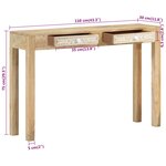 vidaXL Table console 110x30x75 cm bois de manguier massif blanchi