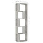 vidaXL Bibliothèque/Séparateur de pièce Gris béton Bois d’ingénierie