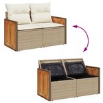 vidaXL Salon de jardin avec coussins 7 Pièces beige résine tressée