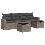 vidaXL Salon de jardin 6 Pièces avec coussins gris résine tressée