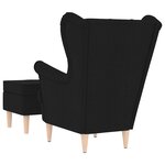 vidaXL Fauteuil avec repose-pied Noir Tissu