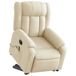 vidaXL Fauteuil inclinable de massage électrique Crème Tissu