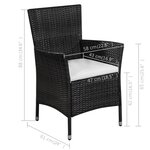 vidaXL Chaise et tabouret d'extérieur et coussins Résine tressée Noir