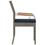 vidaXL Chaises de jardin avec coussin 4 Pièces Gris et bleu marine