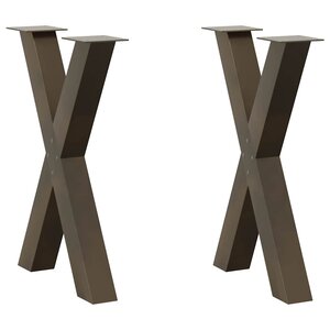 vidaXL Pieds de table à manger en forme de X  2 pièces  acier naturel  60 x (72-73) cm