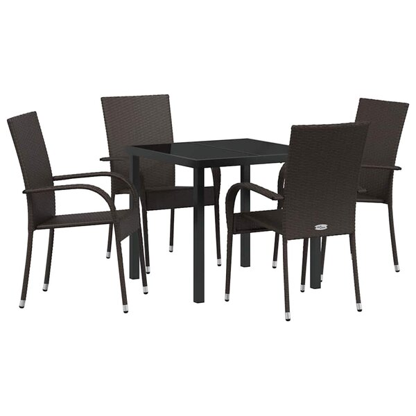 vidaXL Ensemble de salle à manger pour jardin 5 Pièces Marron Poly rotin
