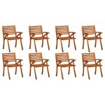 vidaXL Chaises de jardin avec coussins 8 Pièces Bois d'acacia solide