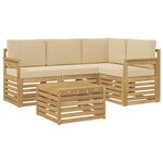 vidaXL Ensemble de canapés d'extérieur 5 Pièces Blanc et Beige