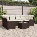vidaXL Ensemble de canapé de jardin 7 Pièces Marron 55 x 55 x 37 cm