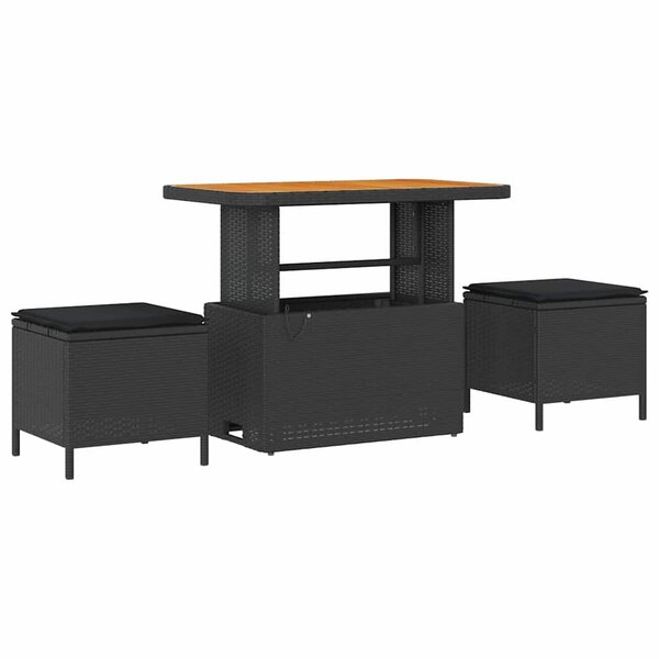 vidaXL Ensemble de salle à manger pour jardin Noir Poly rotin