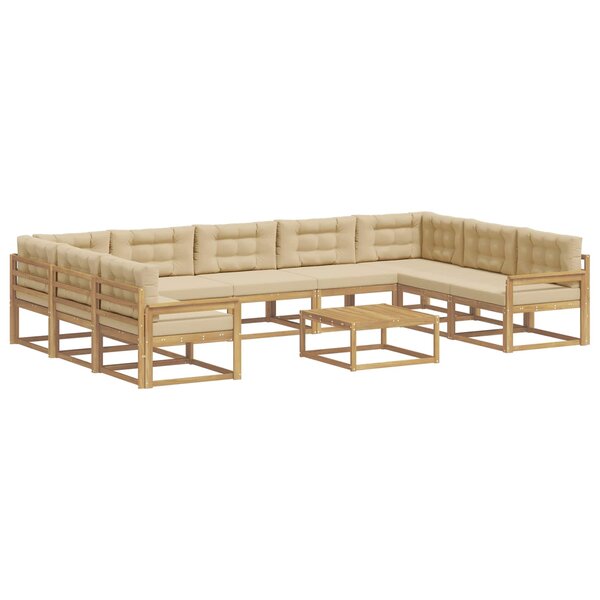 vidaXL Ensemble de canapés d'extérieur 10 Pièces Blanc et Beige