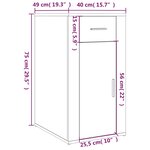 vidaXL Armoire de bureau Gris béton 40x49x75 cm Bois d'ingénierie