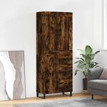 vidaXL Buffet haut Chêne fumé 69 5x34x180 cm Bois d'ingénierie