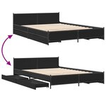 vidaXL Cadre de lit avec tiroirs sans matelas noir 140x200 cm