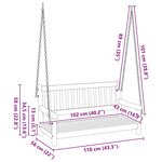 vidaXL Banc balançoire de jardin Marron 119 x 35 x 47 cm