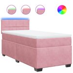 vidaXL Sommier à lattes de lit avec matelas Rose 100x200 cm Velours