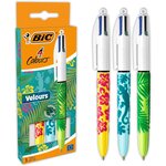 Lot de 3 Stylos Bille 4 Couleurs Velours BIC