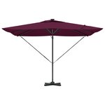 vidaXL Parasol déporté Roma avec LED en rouge bordeaux  286 x 285 x 270 cm en aluminium.