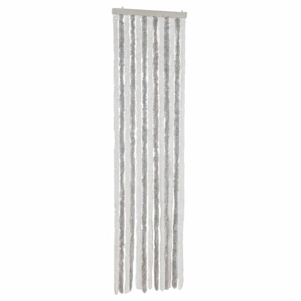 vidaXL Rideau anti-mouches gris clair et blanc 56x185 cm chenille