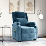 vidaXL Fauteuil de massage Bleu Velours