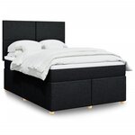 vidaXL Sommier à lattes de lit avec matelas Noir 140x190 cm Tissu