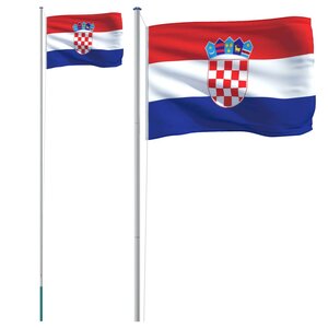 vidaXL Drapeau de la Croatie et mât 6 23 m Aluminium