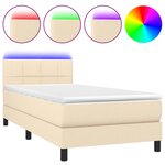 vidaXL Sommier à lattes de lit avec matelas LED Crème 80x200 cm Tissu