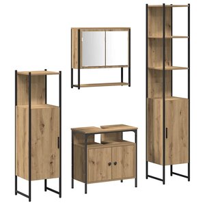 vidaXL Ensemble de mobilier de salle de bain 4 Pièces chêne artisanal