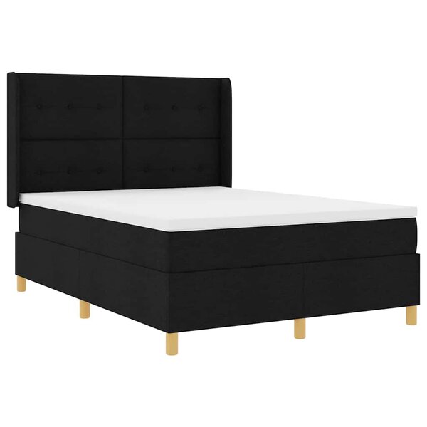 vidaXL Lit à ressorts avec bandes LED Noir 160 x 200 cm tissu