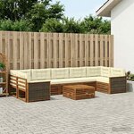 vidaXL Ensemble de canapés d'extérieur 8 Pièces Naturel et Crème