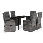 vidaXL Ensemble de salle à manger de jardin avec coussins 7 Pièces Gris