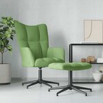 vidaXL Chaise de relaxation avec tabouret Vert clair Velours