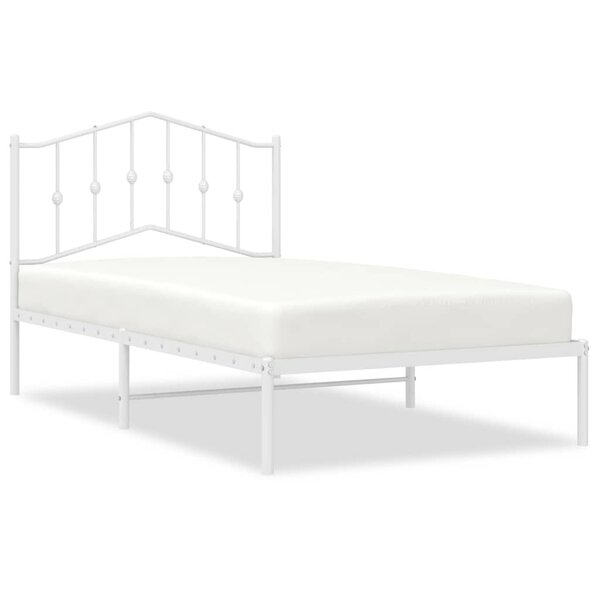 vidaXL Cadre de lit métal sans matelas et tête de lit blanc 100x190 cm
