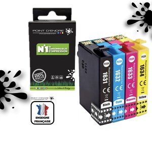 16XL - Stylo Plume - Pack de 4 Cartouches D'encre Noir/Cyan/Magenta/ Jaune - Grande capacité