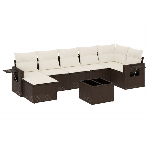 vidaXL Salon de jardin 8 Pièces avec coussins marron résine tressée