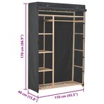 vidaXL Garde-robe Gris 110 x 40 x 170 cm Tissu