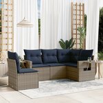 vidaXL Salon de jardin 5 Pièces avec coussins gris résine tressée