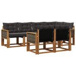 vidaXL Ensemble de canapés d'extérieur 7 pc Naturel et noir