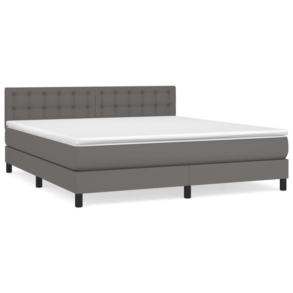 vidaXL Sommier à lattes de lit avec matelas Gris 160x200 cm Similicuir