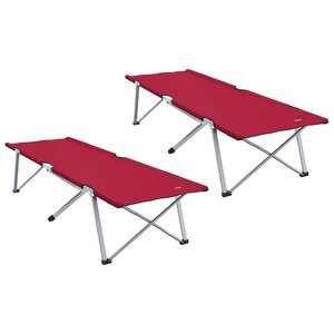 vidaXL Lit de camping pliant 2 Pièces Rouge 194 x 62 5 x 42 5 cm
