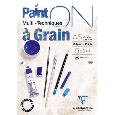 Bloc a5 paint on a grain 20 feuilles - 250g - 14 8 x 21 cm - clairefontaine