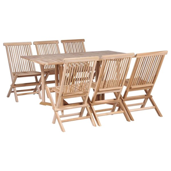 vidaXL Mobilier à dîner d'extérieur pliable 7 Pièces Bois solide de teck