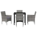 vidaXL Set de jardin de 5 pièces en poly rattan gris