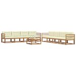 vidaXL Ensemble de canapés d'extérieur 9 Pièces Naturel et Crème