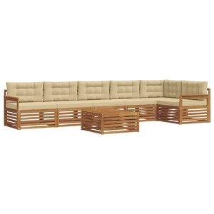 vidaXL Ensemble de canapés d'extérieur 7 pc Naturel et Beige