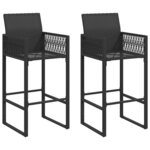 vidaXL Ensemble de bar de jardin 3 Pièces sans coussins noir poly rotin