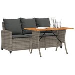 vidaXL Canapé de jardin 3 places coussins et table gris résine tressée