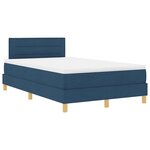vidaXL Lit à ressort LED avec bandes LED Bleu 120 x 190 cm tissu